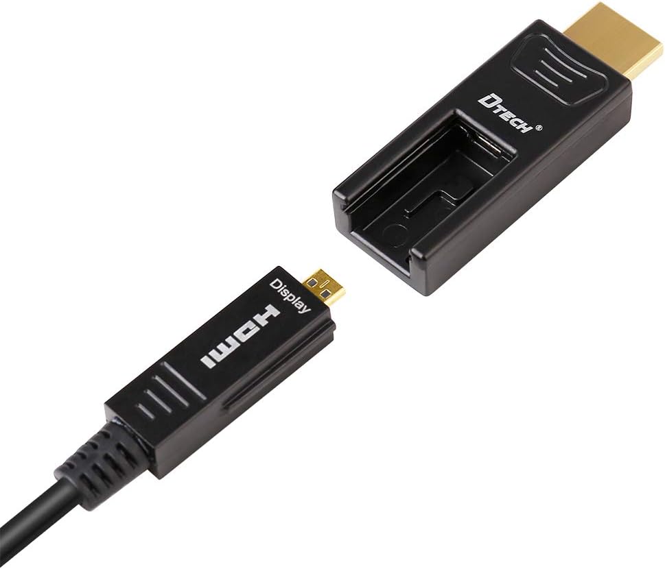 Fiber Optic HDMI Cable 50 Feet Ultra HD 4K 60Hz 18Gbps High Speed with Dual Micro HDMI and Standard HDMI Connector C708