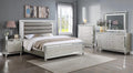 4pc King Size Upholstery LED Bed Dresser Mirror Nightstand Wooden Furniture Set P52300