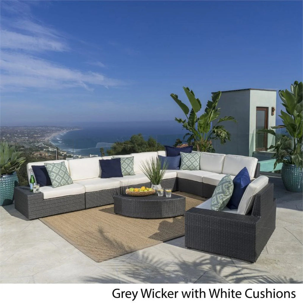 9-Piece Outdoor Wicker Metal Sectional Sofa Set Q93036