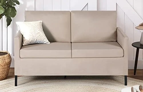 Fabric Modern Small Loveseat Sofa Couch 51" W Upholstered 2-Seater with Iron Legs F275447