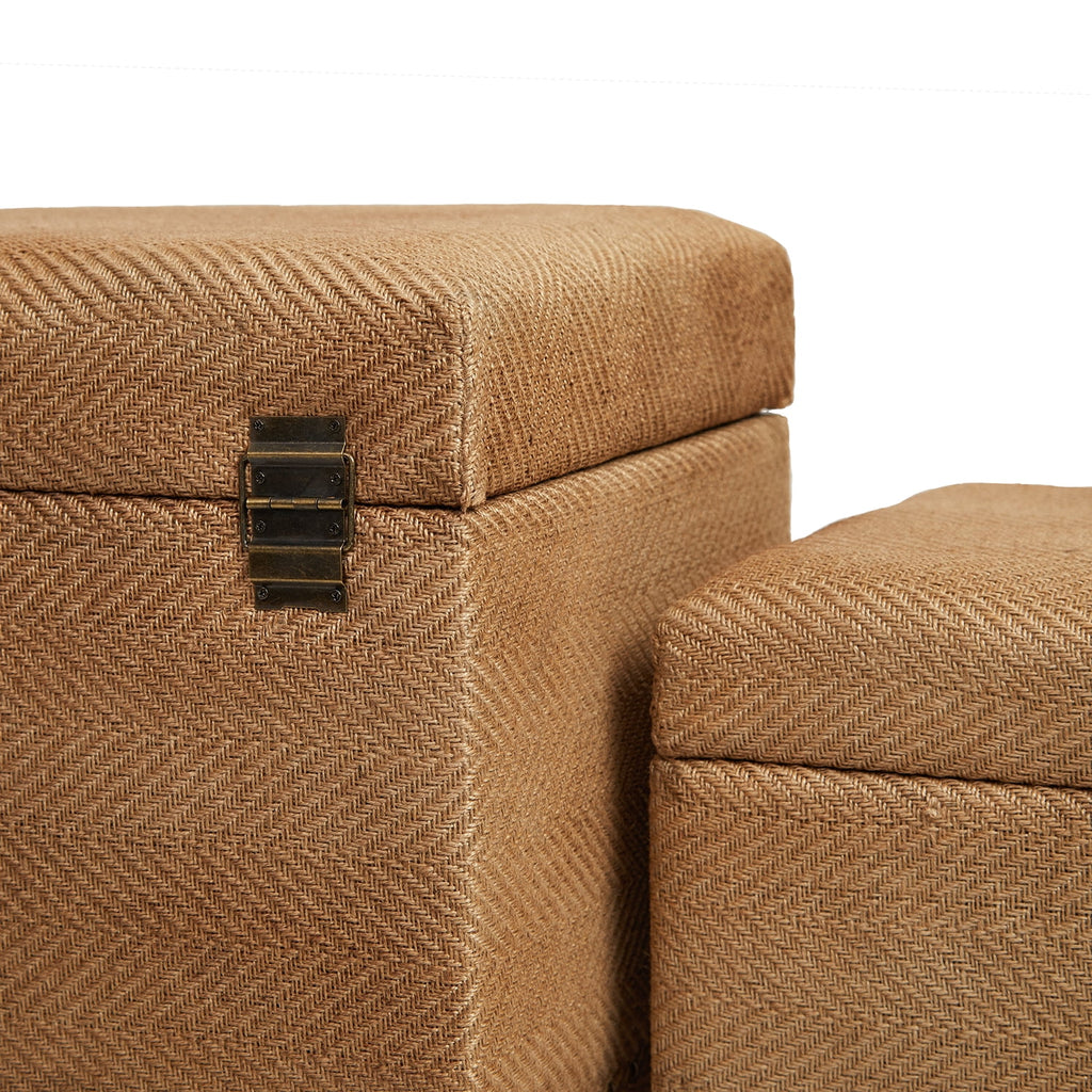 Set of 2 Brown Upholstered Storage Ottoman J535