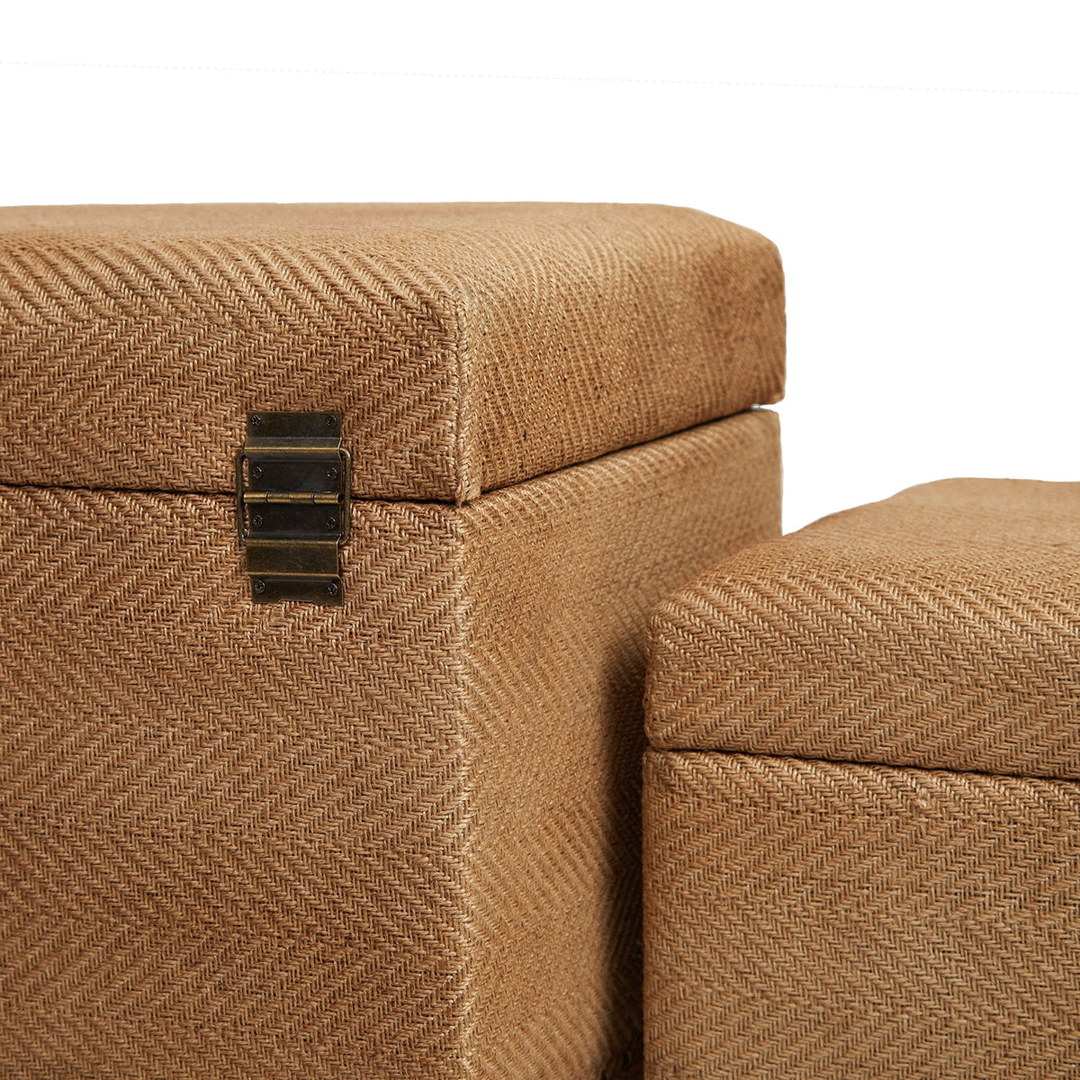 Set of 2 Brown Upholstered Storage Ottoman J535