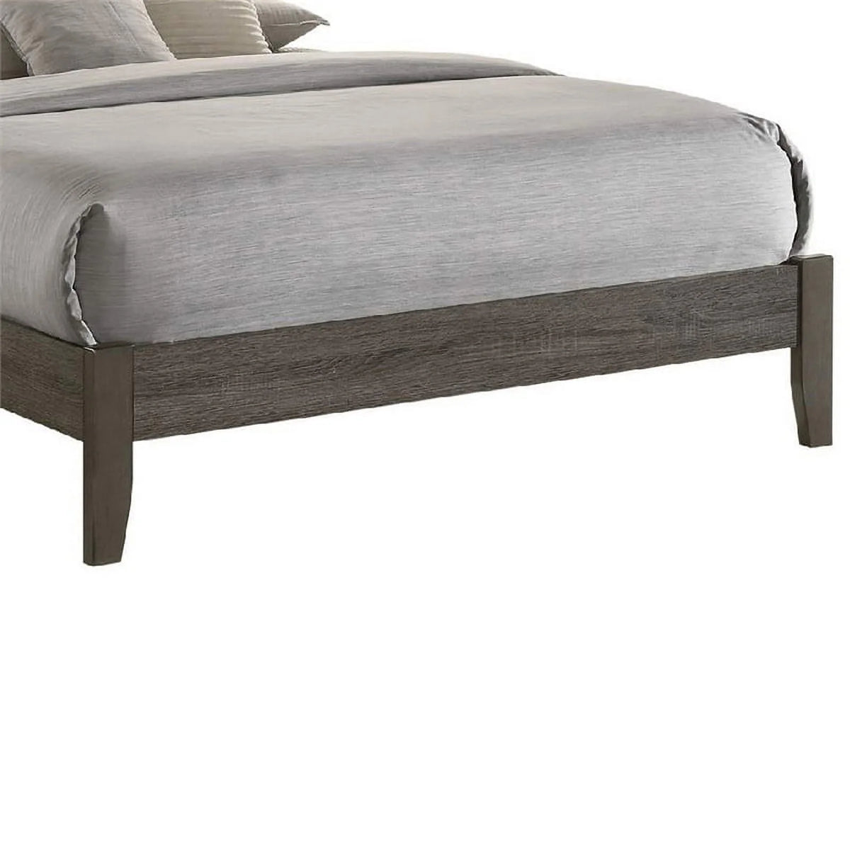 King Size Gray Wooden Platform Bed Q689