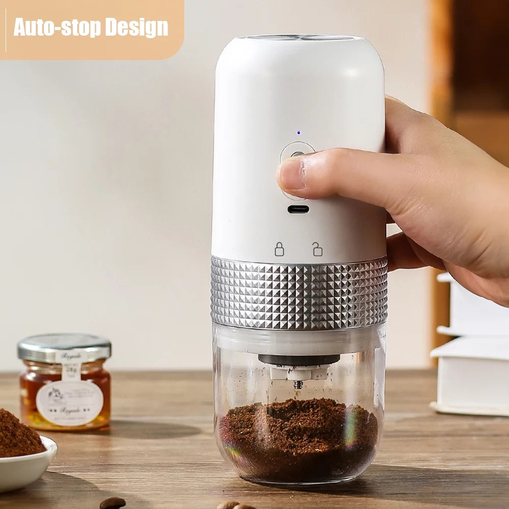Portable Electric Burr Coffee Grinder 13W 200ml USB Rechargeable Adjustable Cordless J58464