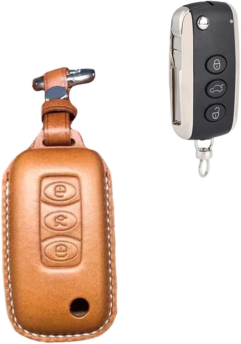Genuine Leather Remote Key Fob Case Cover with Key Chain Pack of 2 K557