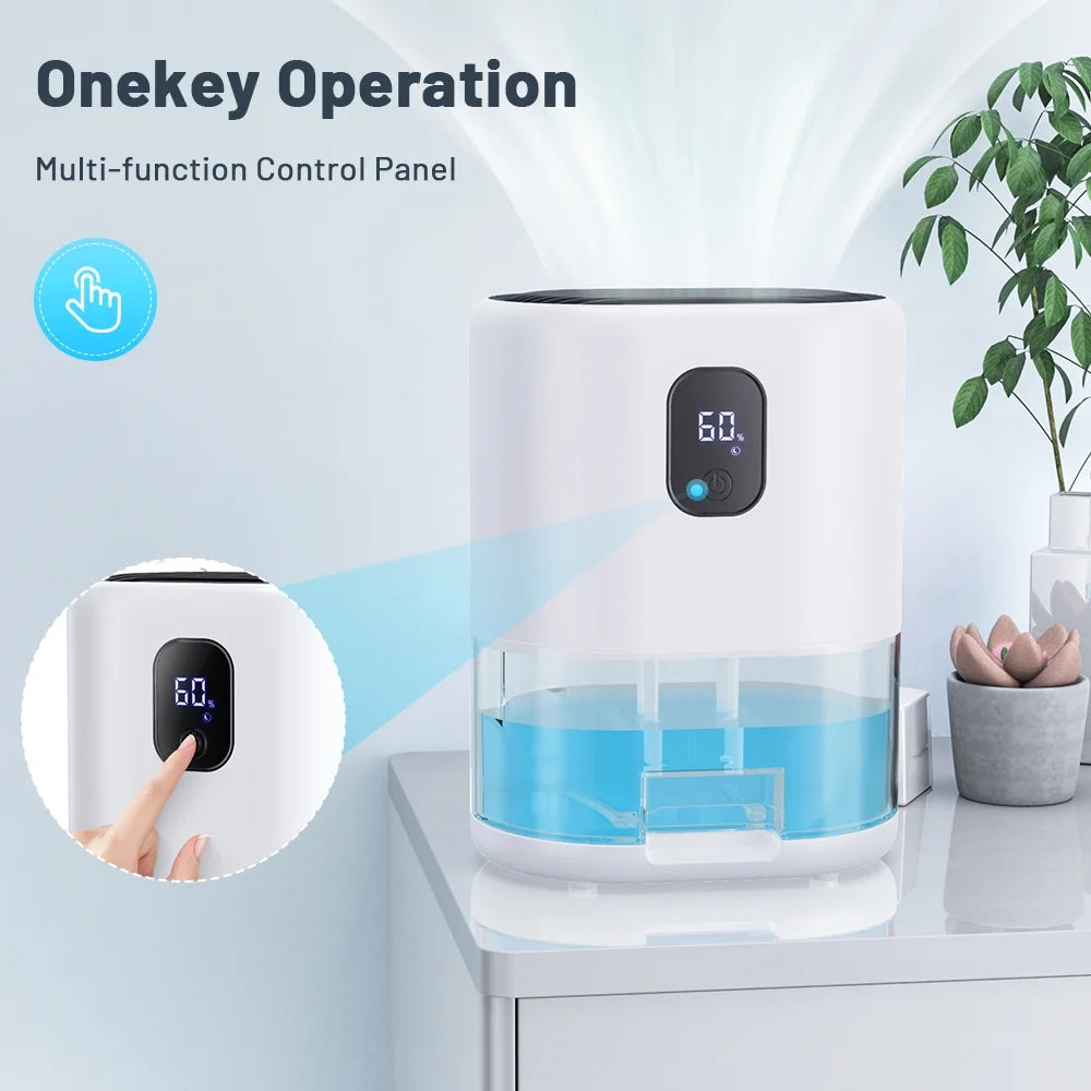 1000ml Portable Dehumidifier, Auto Defrost, Ultra Quiet, White E235