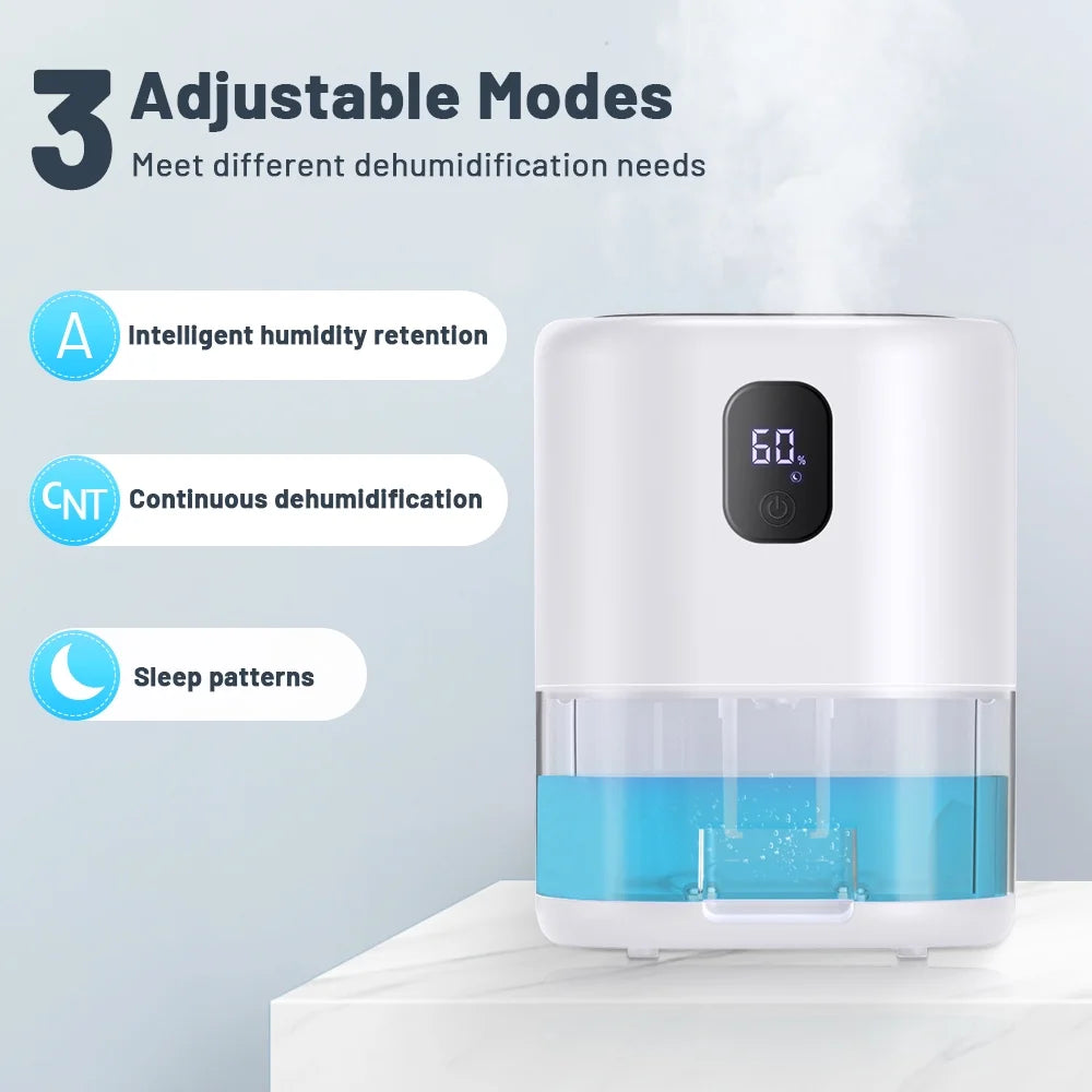 1000ml Portable Dehumidifier, Auto Defrost, Ultra Quiet, White E235