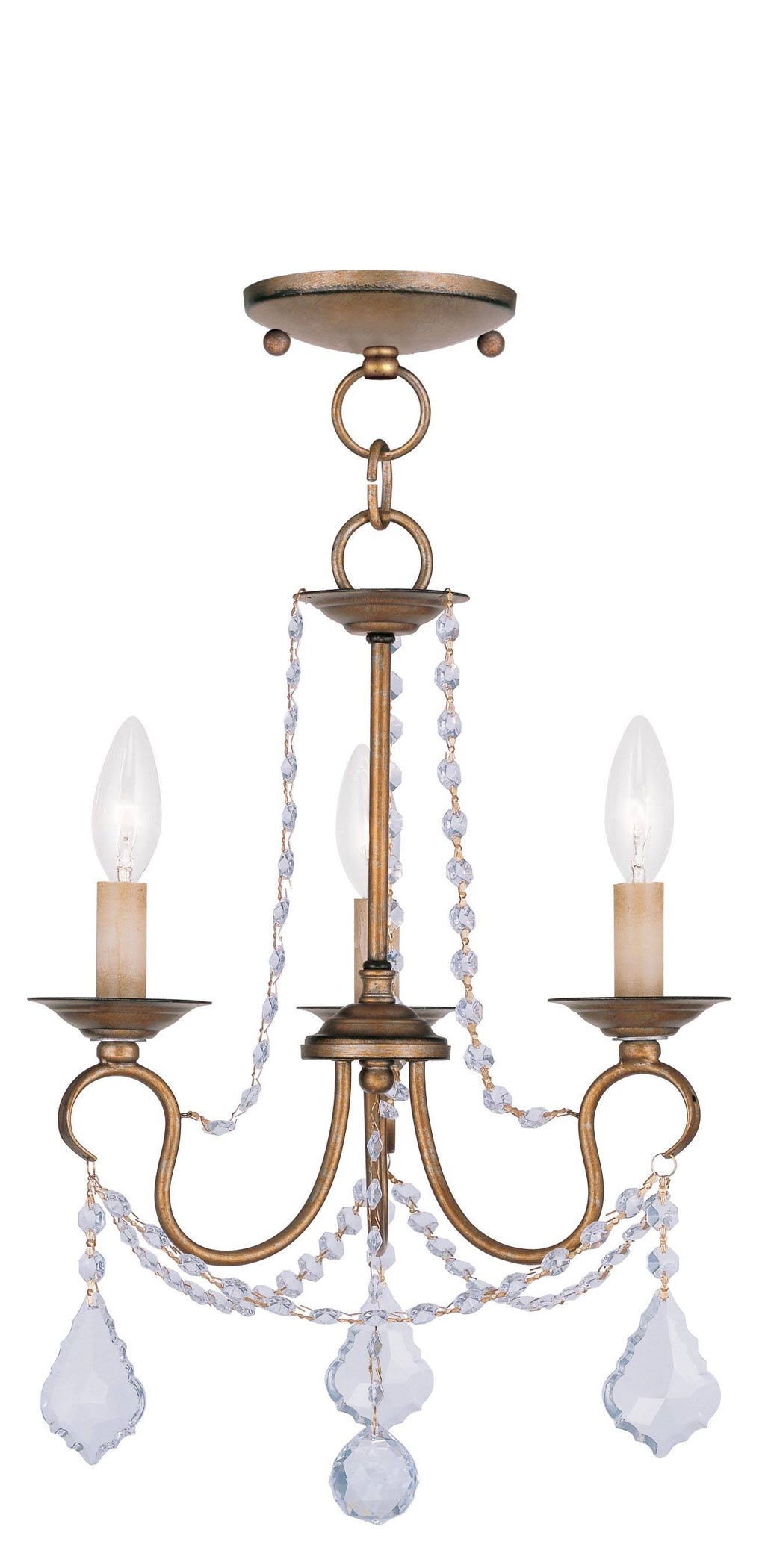 Antique Gold Leaf 3 Light Convertible Chain Hang/Ceiling Mount G349187