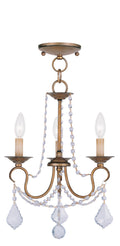 Antique Gold Leaf 3 Light Convertible Chain Hang/Ceiling Mount G349187