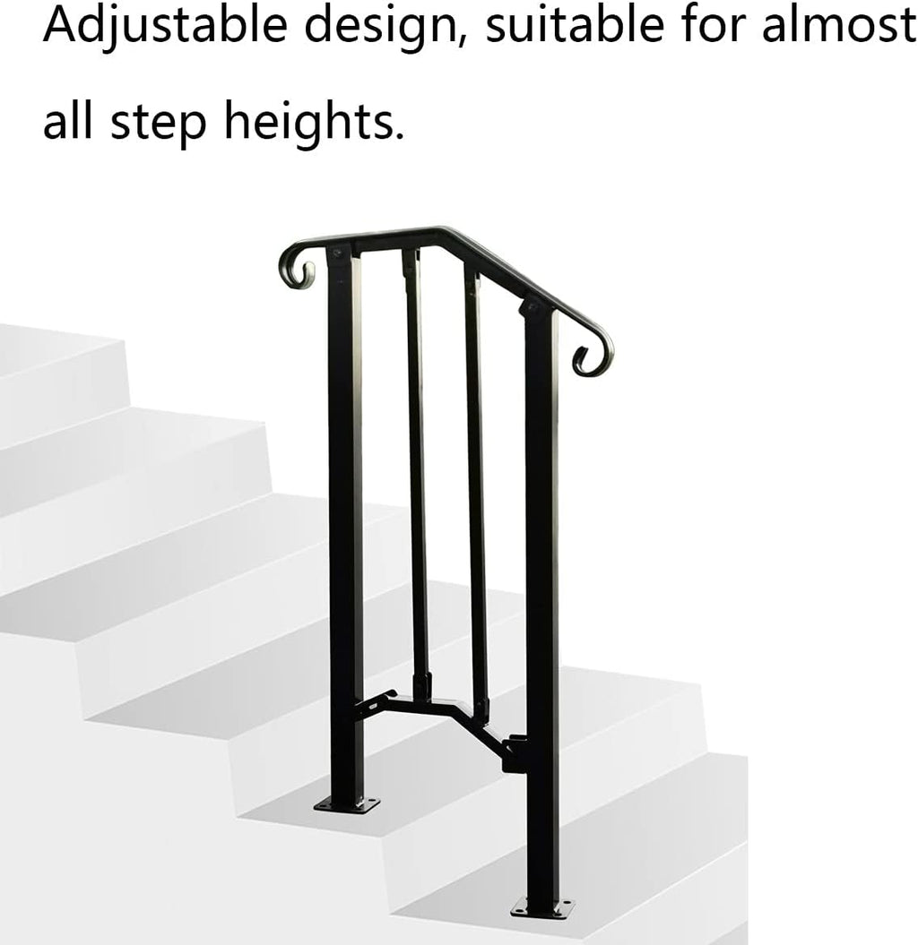 Black Metal Handrail Stair Railing Kit for 1 to 2 Step E5925