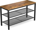 Rustic Brown 3 Tier Shoe Rack Bench with Storage Shelves V292050