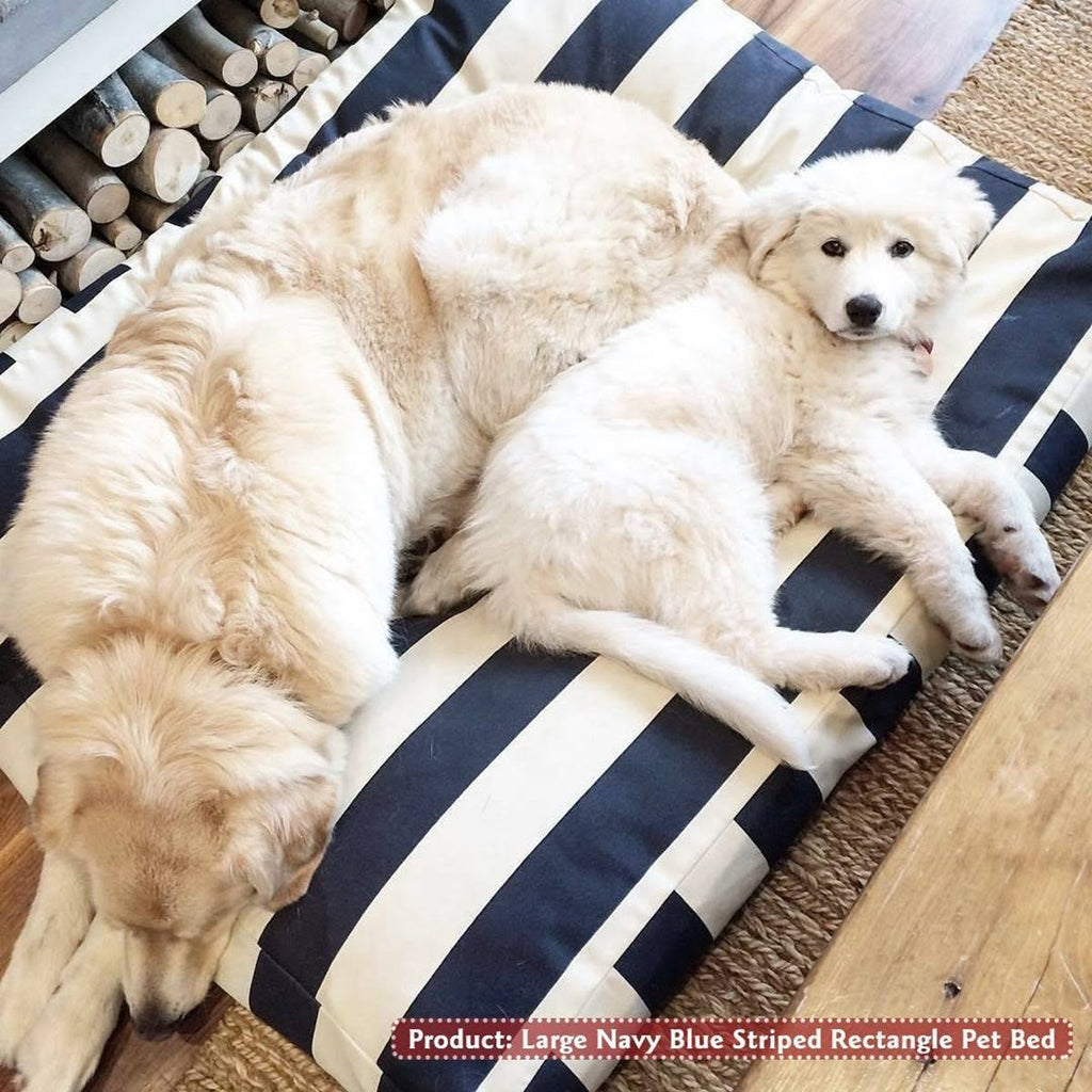 Navy Blue Vertical Stripe Rectangle Pet Bed K877