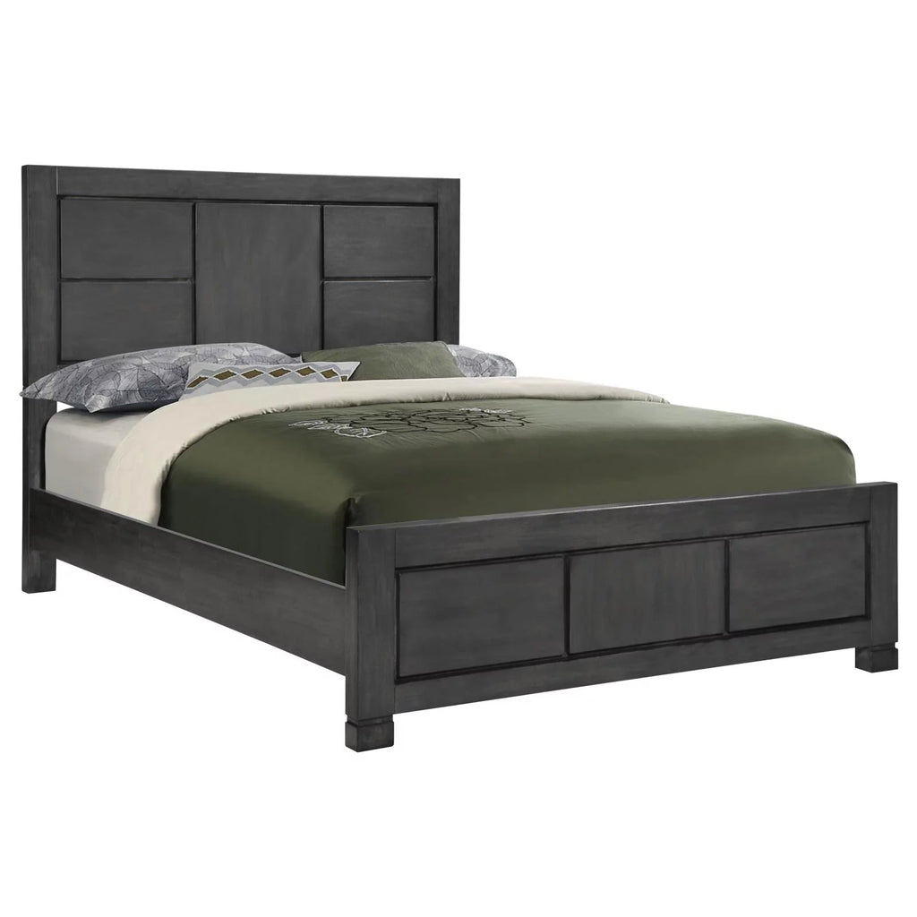Dark Grey Rectangular Panel Bed J30190