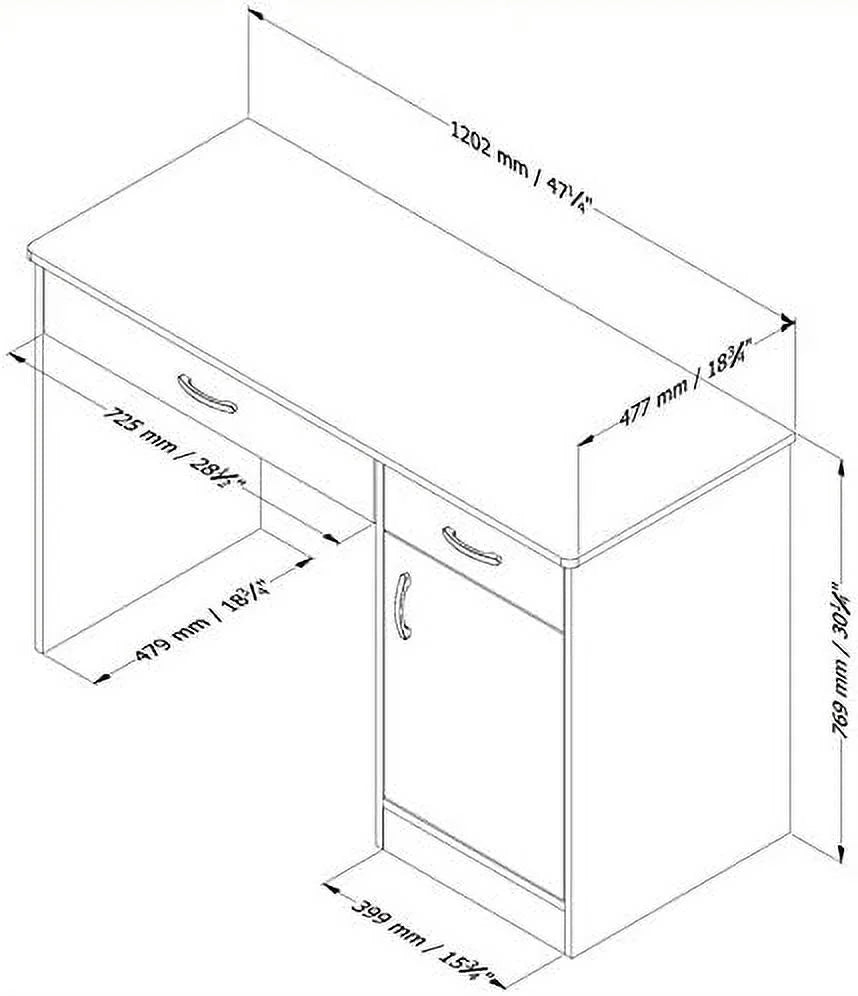 Black Wood Computer Desk with Keyboard Tray and Drawers X543