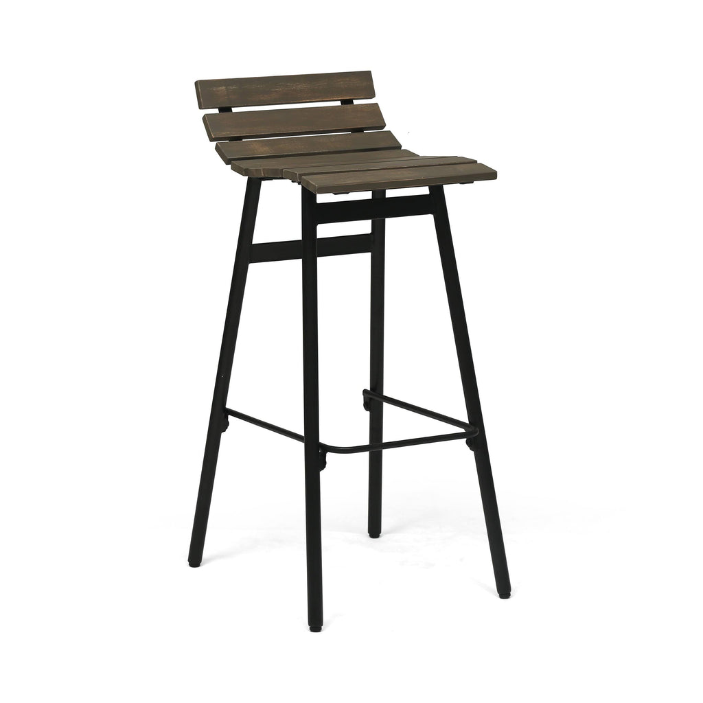 Wooden Barstool Set of 2 Dark Brown F8501