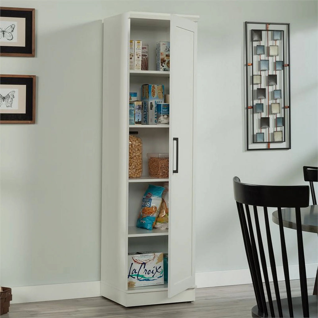White Engineered Wood Single Door Pantry E90796