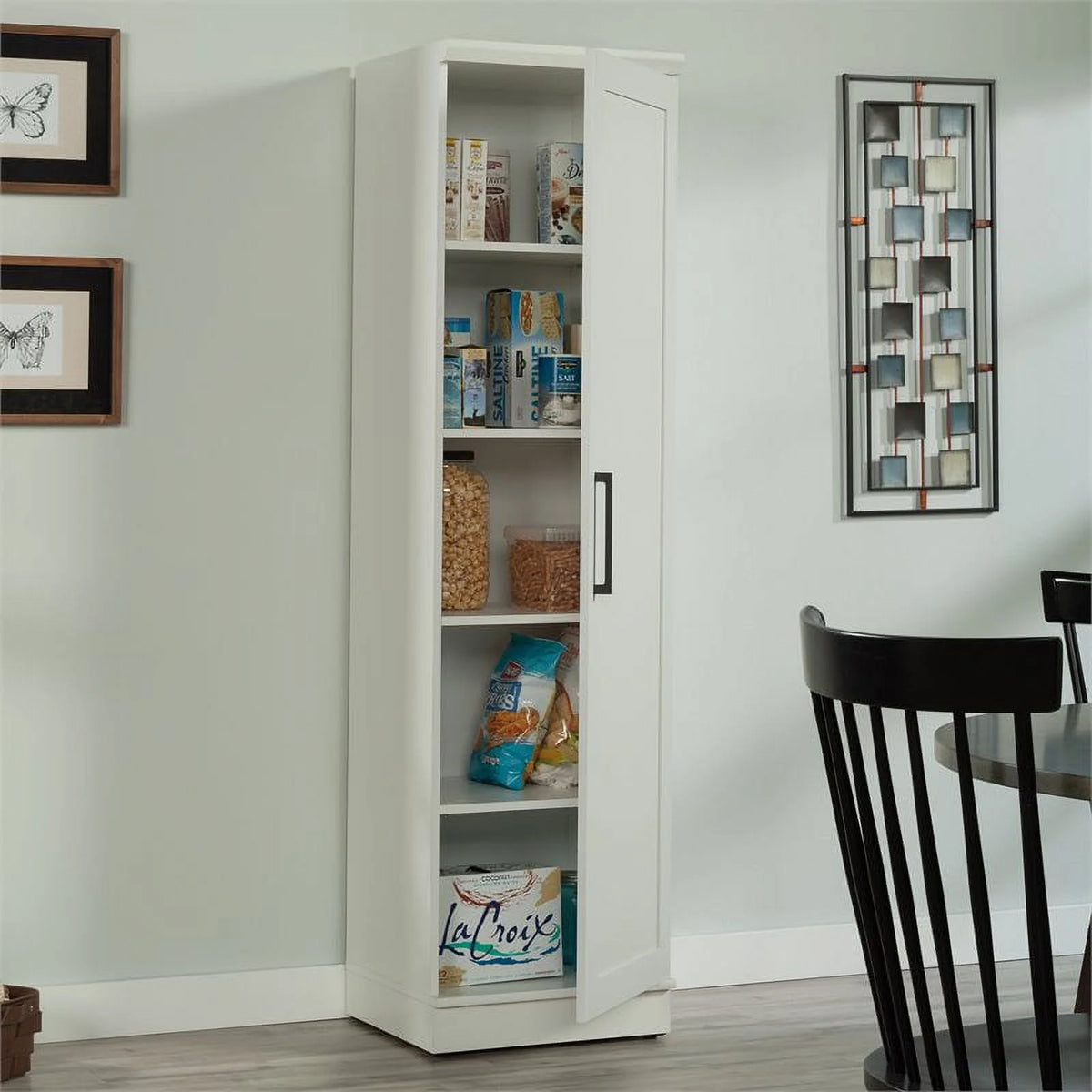 White Engineered Wood Single Door Pantry E90796