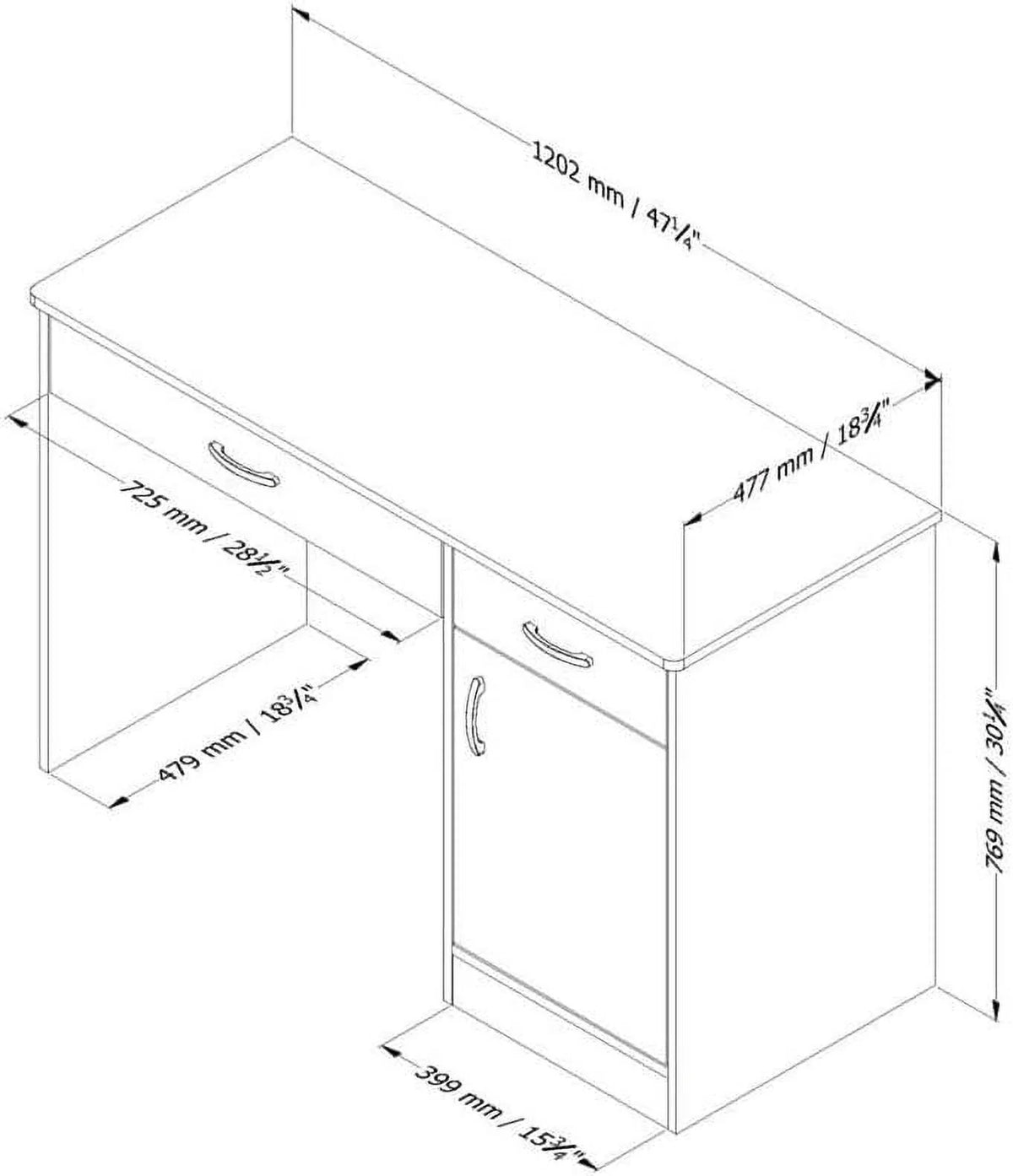 Black Wood Computer Desk with Keyboard Tray and Drawers X543