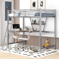 Twin Size Metal Loft Bed with Desk and Storage Shelf X305