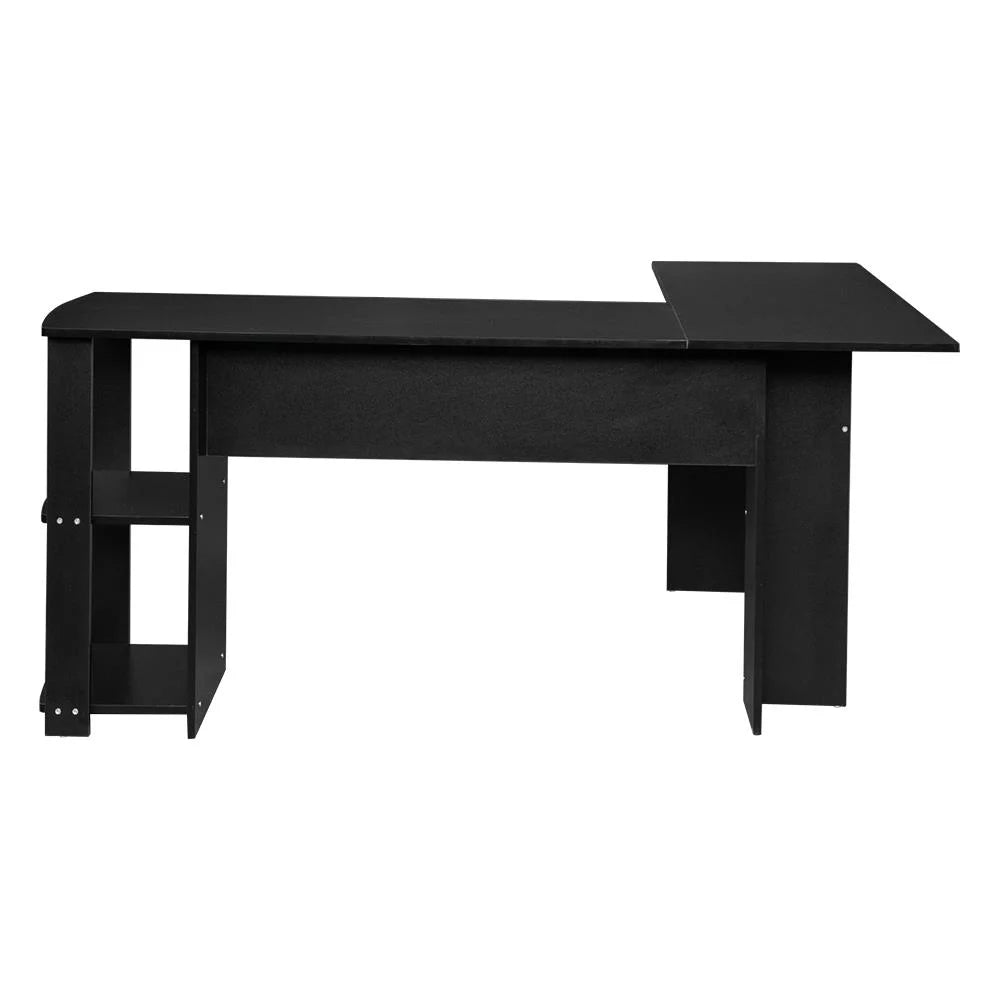 L Shaped Wood Corner Desk with Bookshelves I34616
