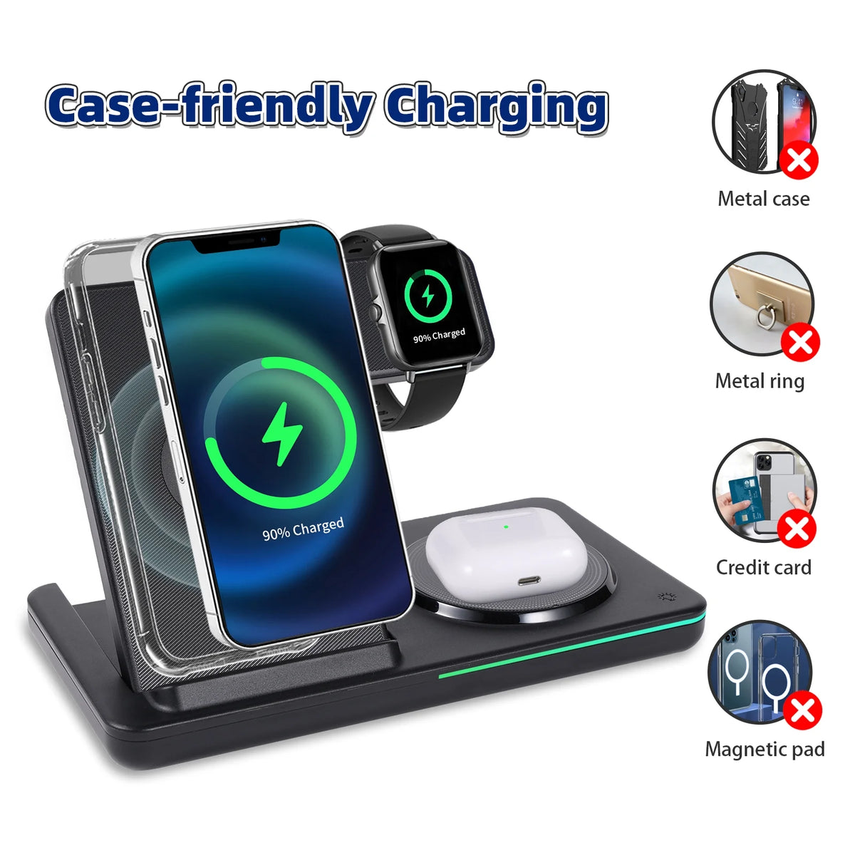 White 18W Foldable Wireless Charging Station X60963