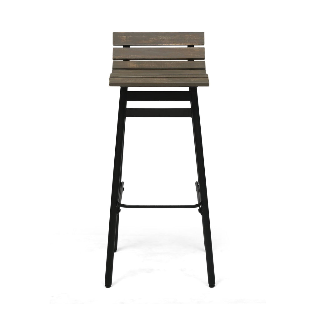 Wooden Barstool Set of 2 Dark Brown F8501