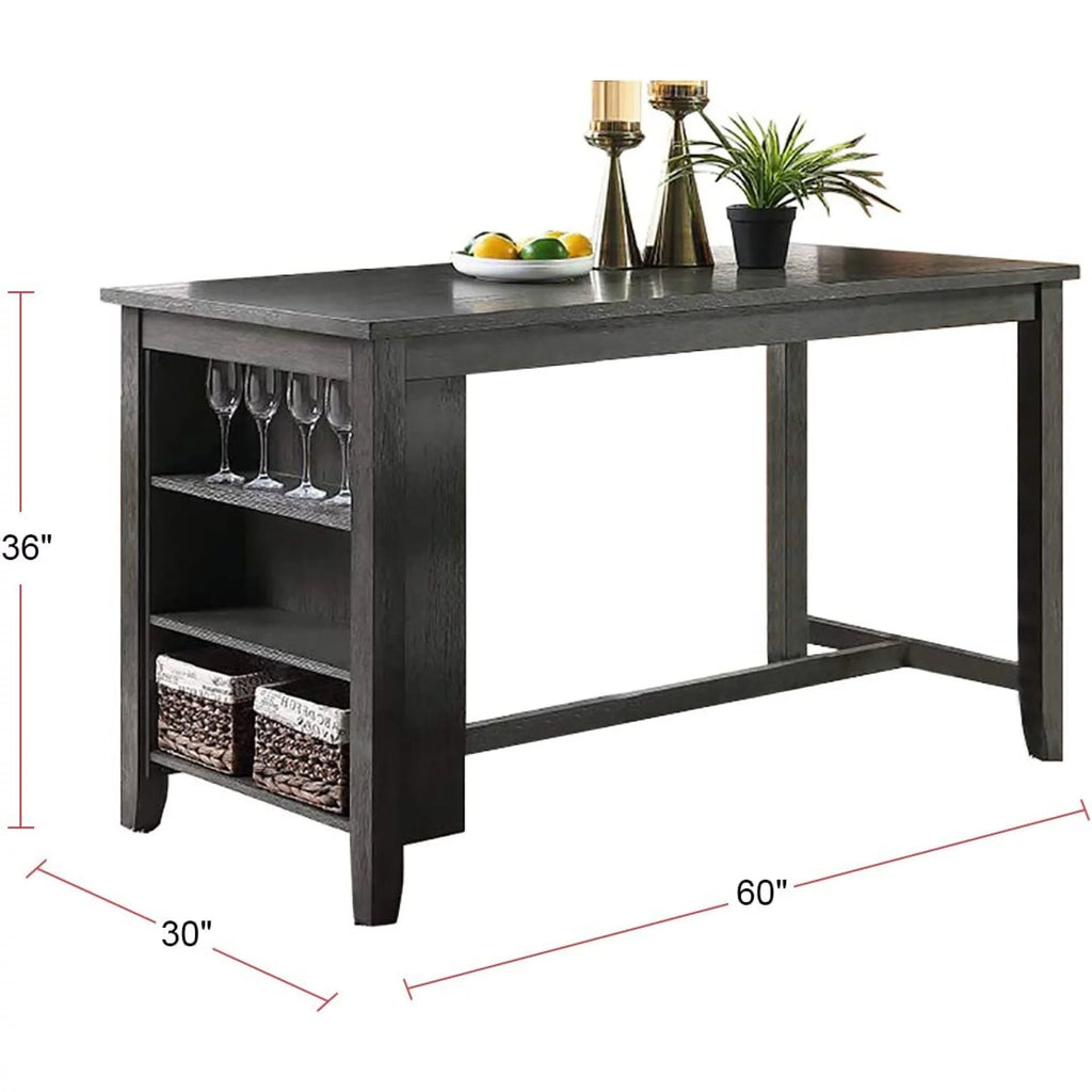 1pc Counter Height Dining Table with Storage Shelves Q3622
