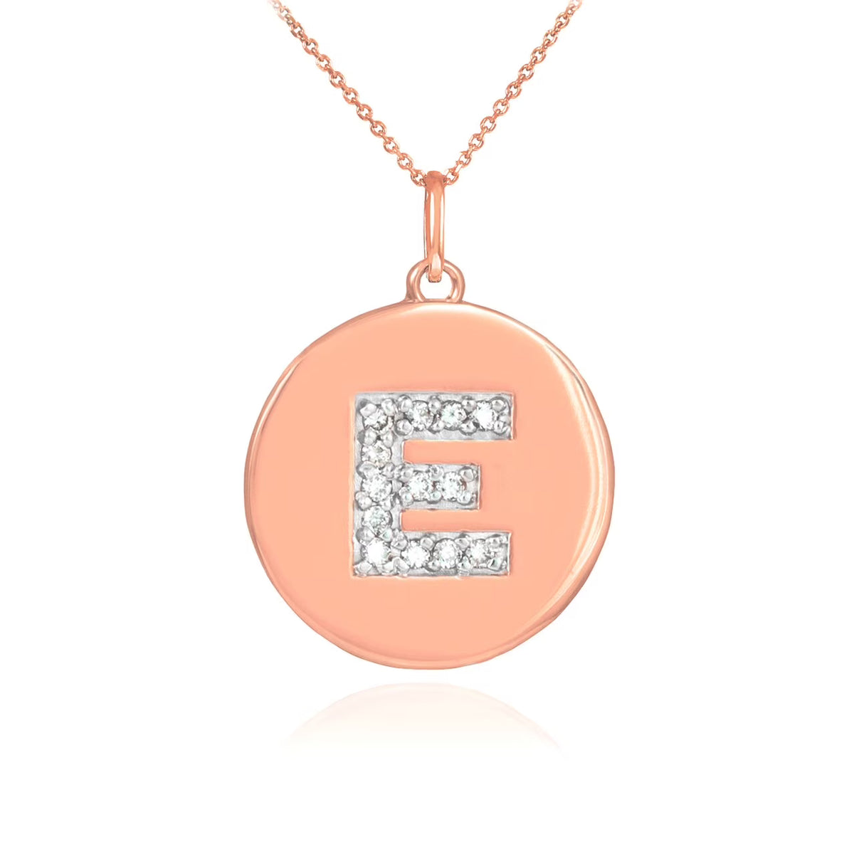 14K Rose Gold Diamond Disc Pendant Necklace with 20" chain Q37833