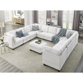 U Shape Modular Sectional Sofa with Seven Single Chair, Four Corner and One Ottoman, Ivory E702115