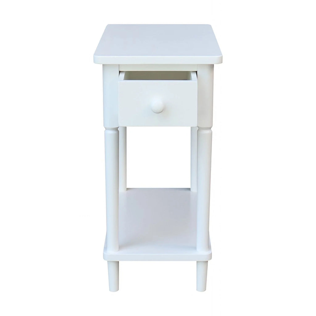 White Narrow Solid Wood Side Table B2162
