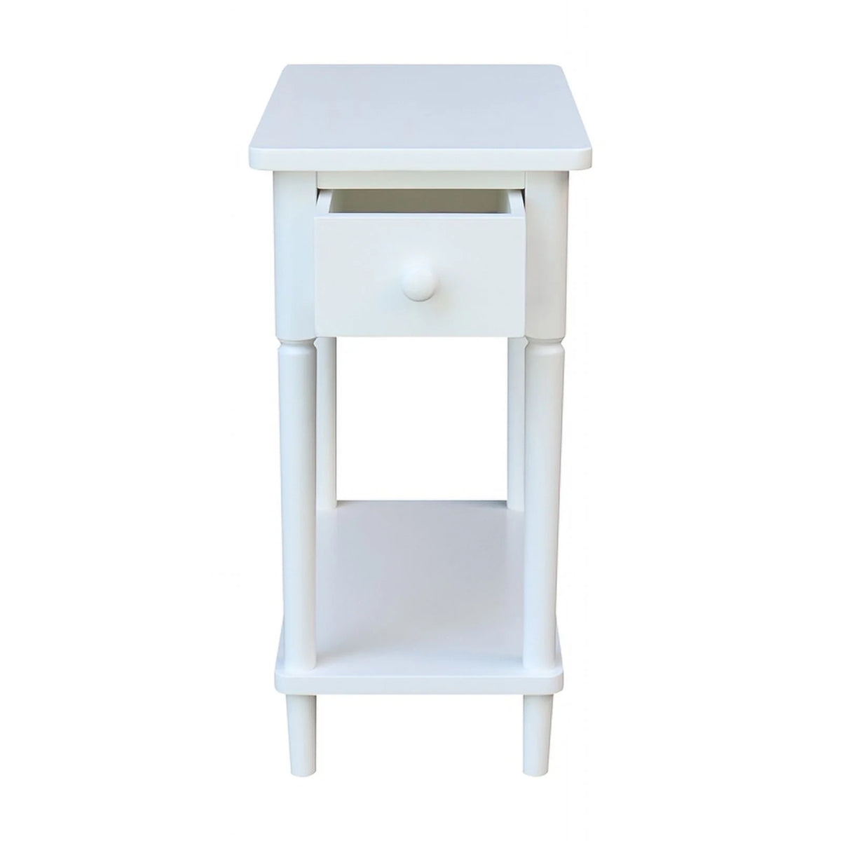 White Narrow Solid Wood Side Table B2162