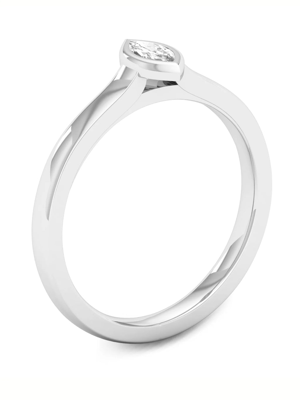 Marquise Diamond 10k White Gold Solitaire Ring U59584