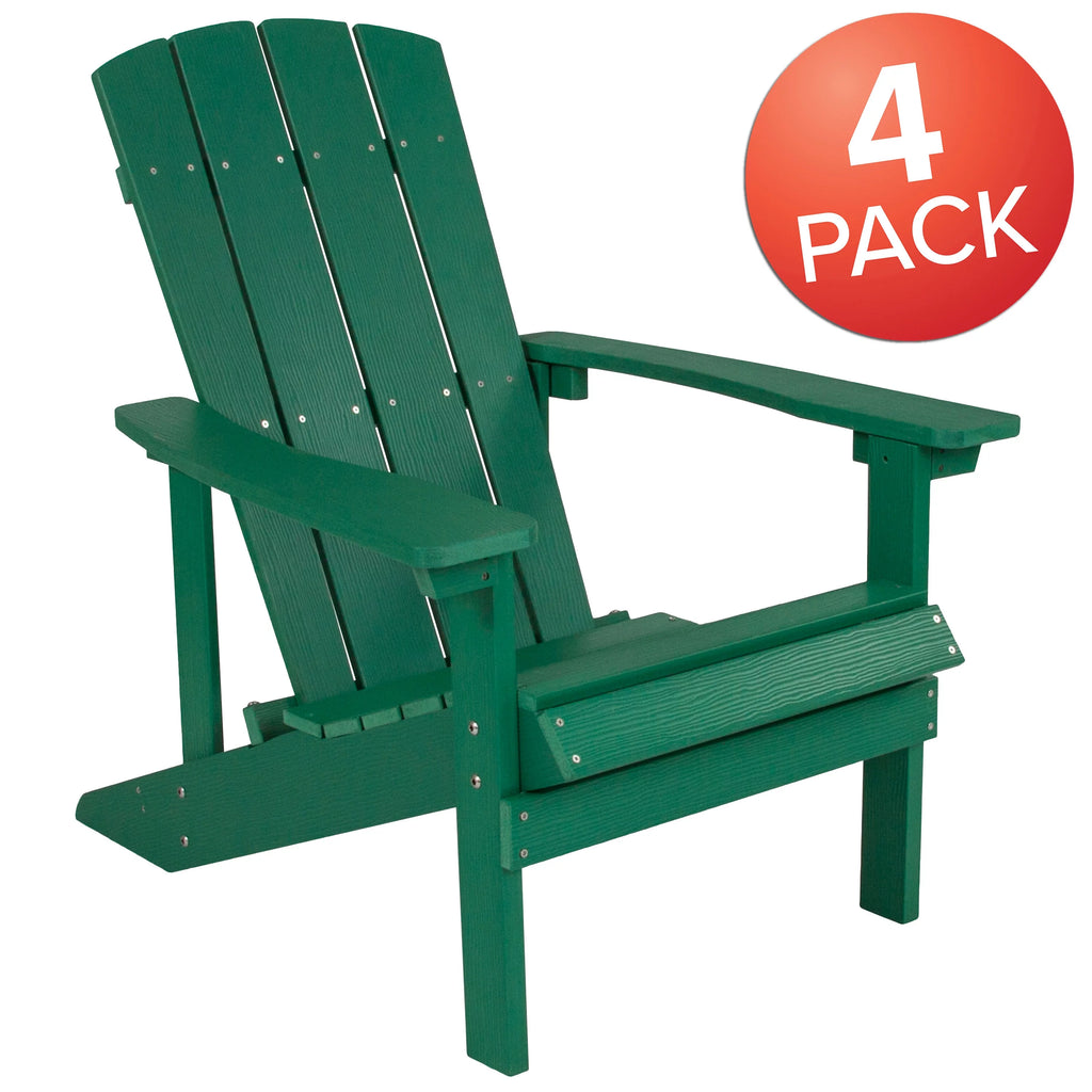 Set of 4 Green All-Weather Poly Resin Adirondack Chairs M159880