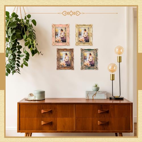 4 Pcs Vintage 4x6 Oval Ornate Picture Frame Set G69394