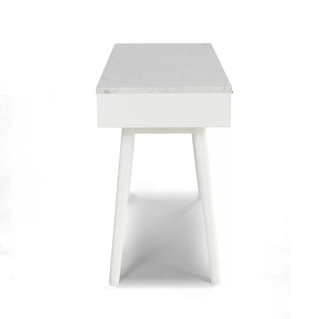 White Rectangular Marble Top Writing Desk U5161