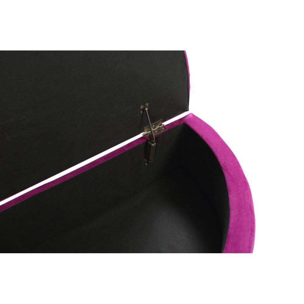 Plum Velvet Half Moon Storage Ottoman A9065