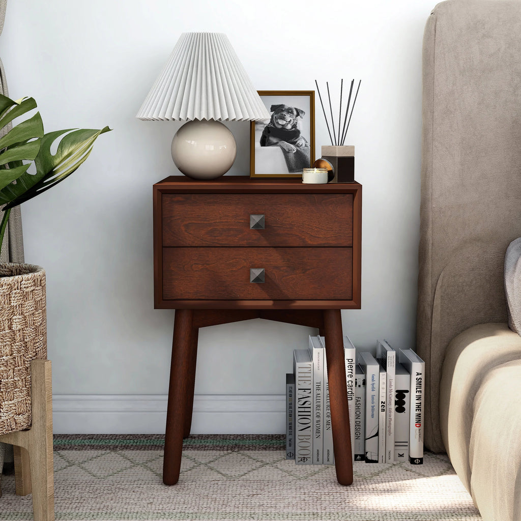 Espresso 2-Drawer Wood End Table E45969