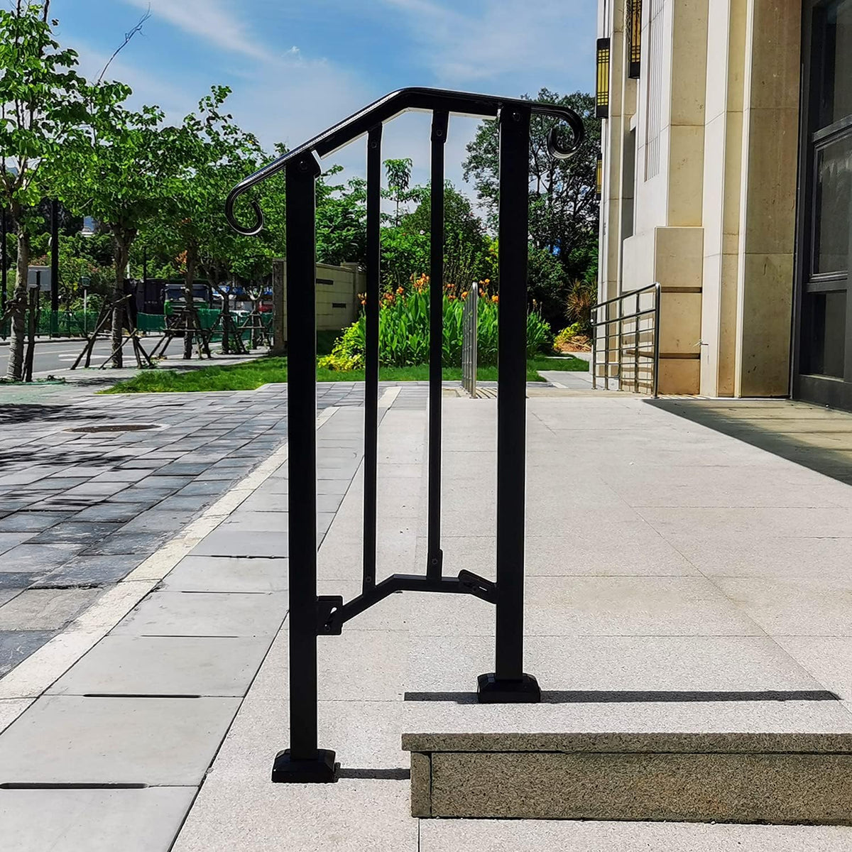 Black Metal Handrail Stair Railing Kit for 1 to 2 Step E5925