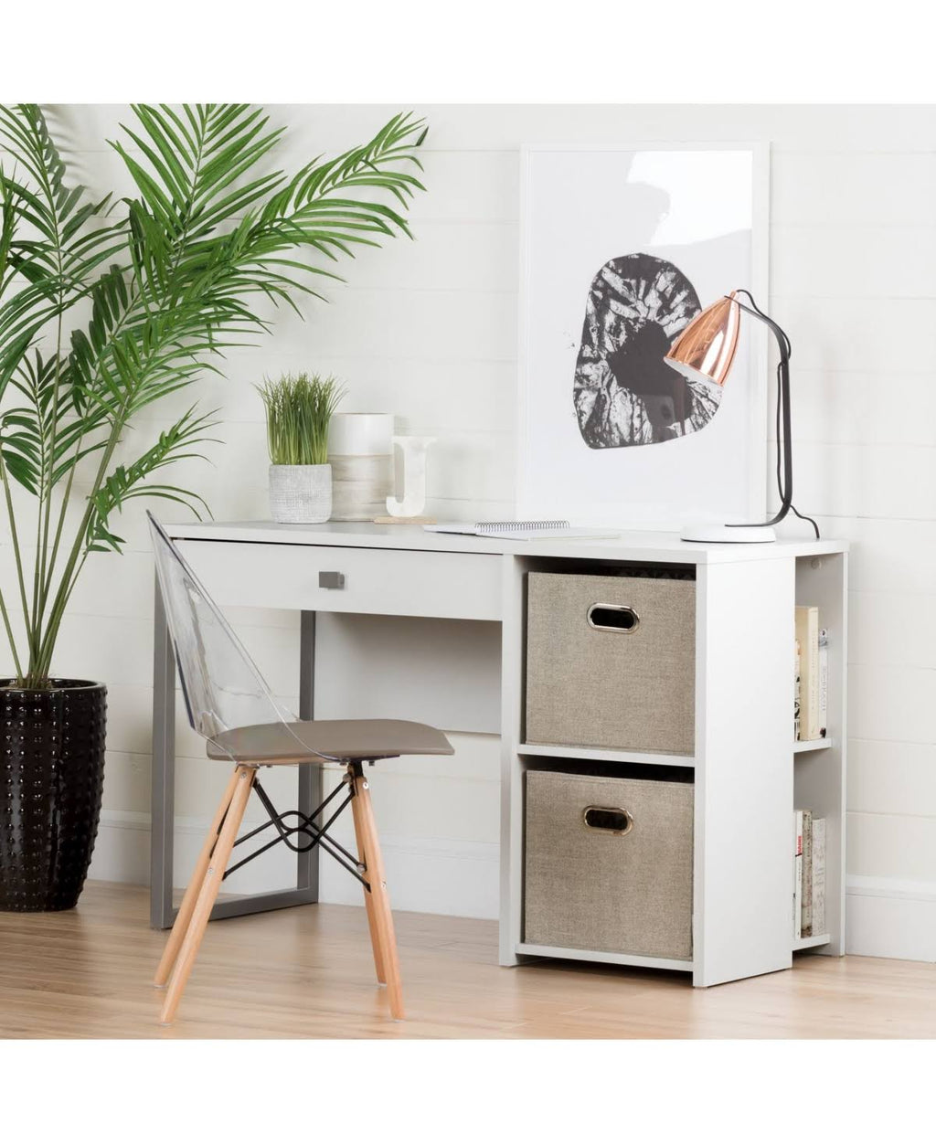 Clear and White Dining Side Chair C67117