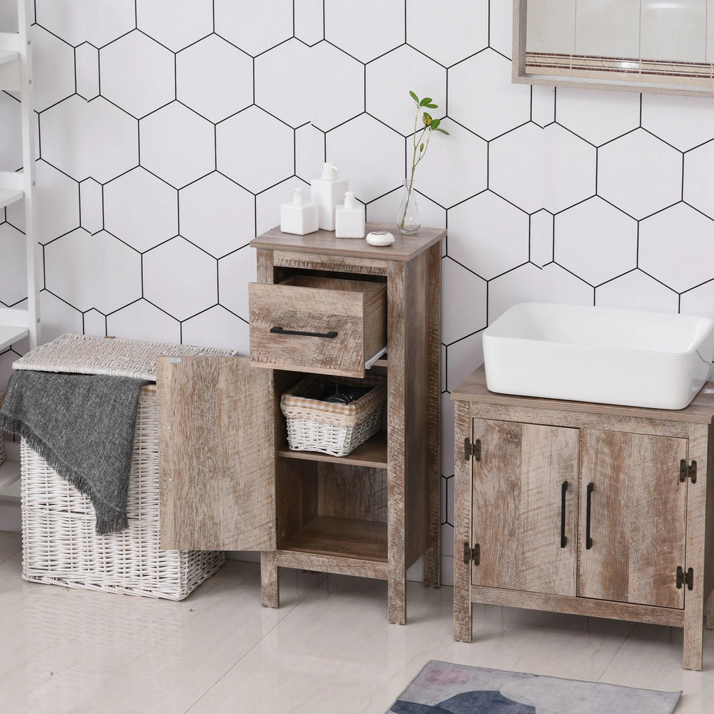 Bathroom Floor Cabinet with Drawer and Adjustable Shelf D53829
