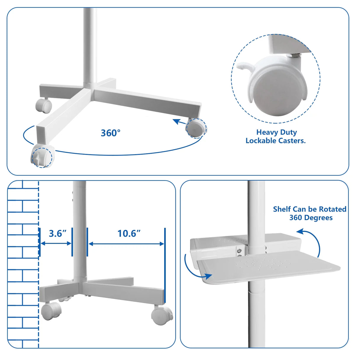 White TV Stand with Wheels J430