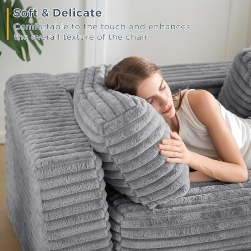 Grey Giant Bean Bag Chair with Pillows and Armrests E3863
