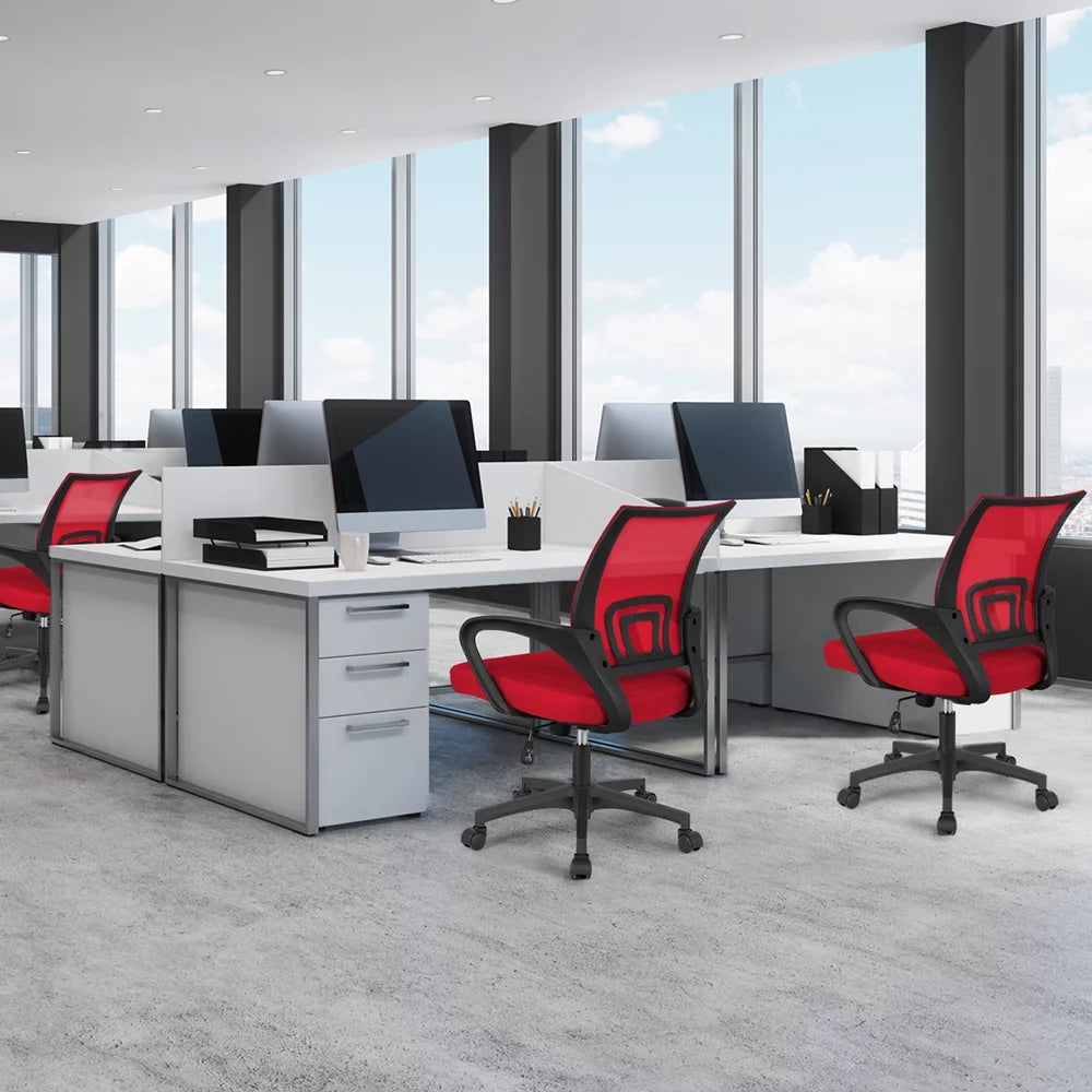 Red Mesh Office Chair with Armrest, Set of 2 Q7037