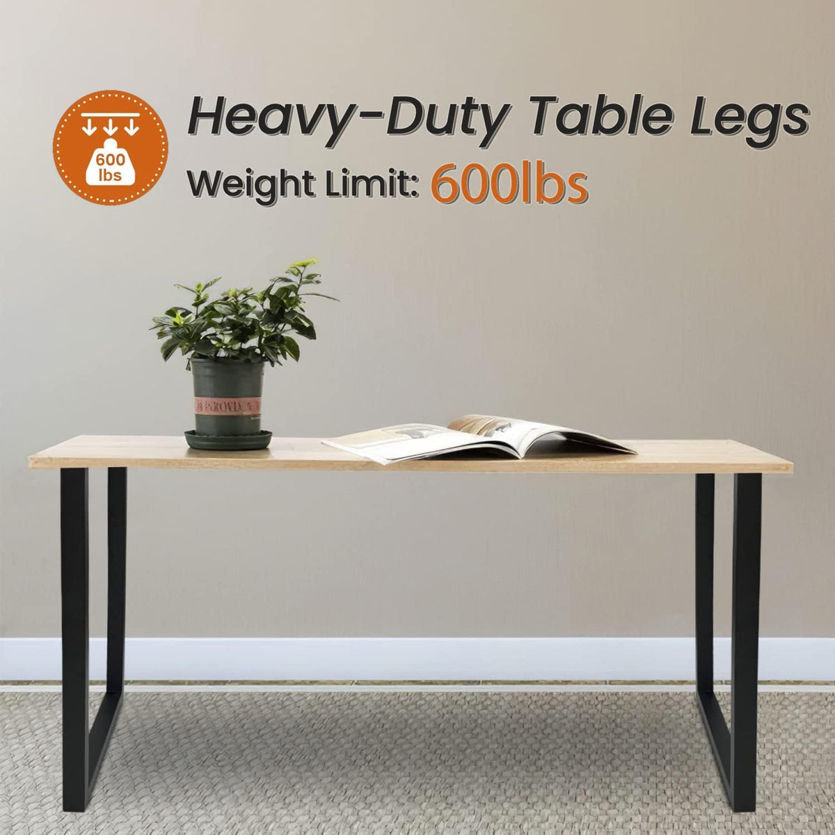 Black Cast Iron Metal Square Tube Table Legs 28 inch 2 PCS A63985