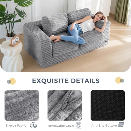 Grey Giant Bean Bag Chair with Pillows and Armrests E3863