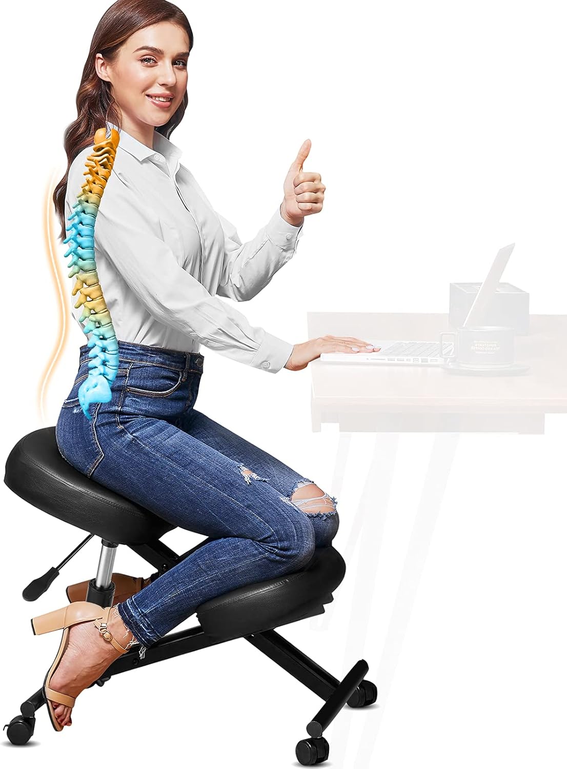 Ergonomic Kneeling Chair with Moulded Foam Cushion and Caster A439