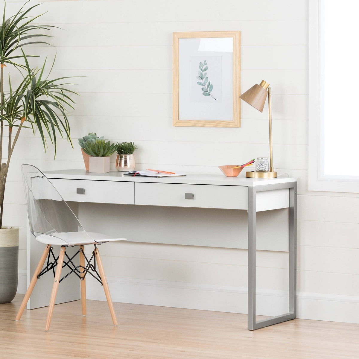 Clear and White Dining Side Chair C67117