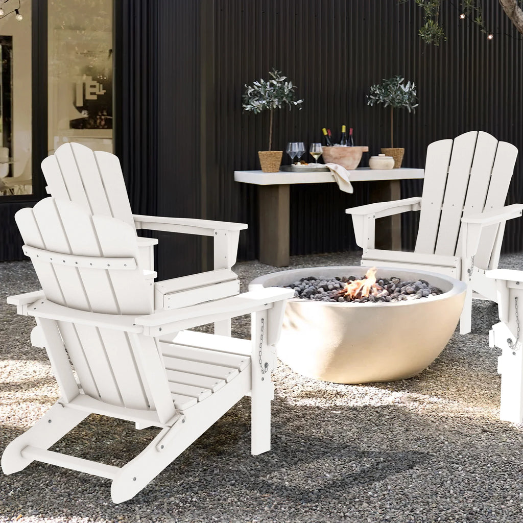 White HDPE Folding Adirondack Chair H7080