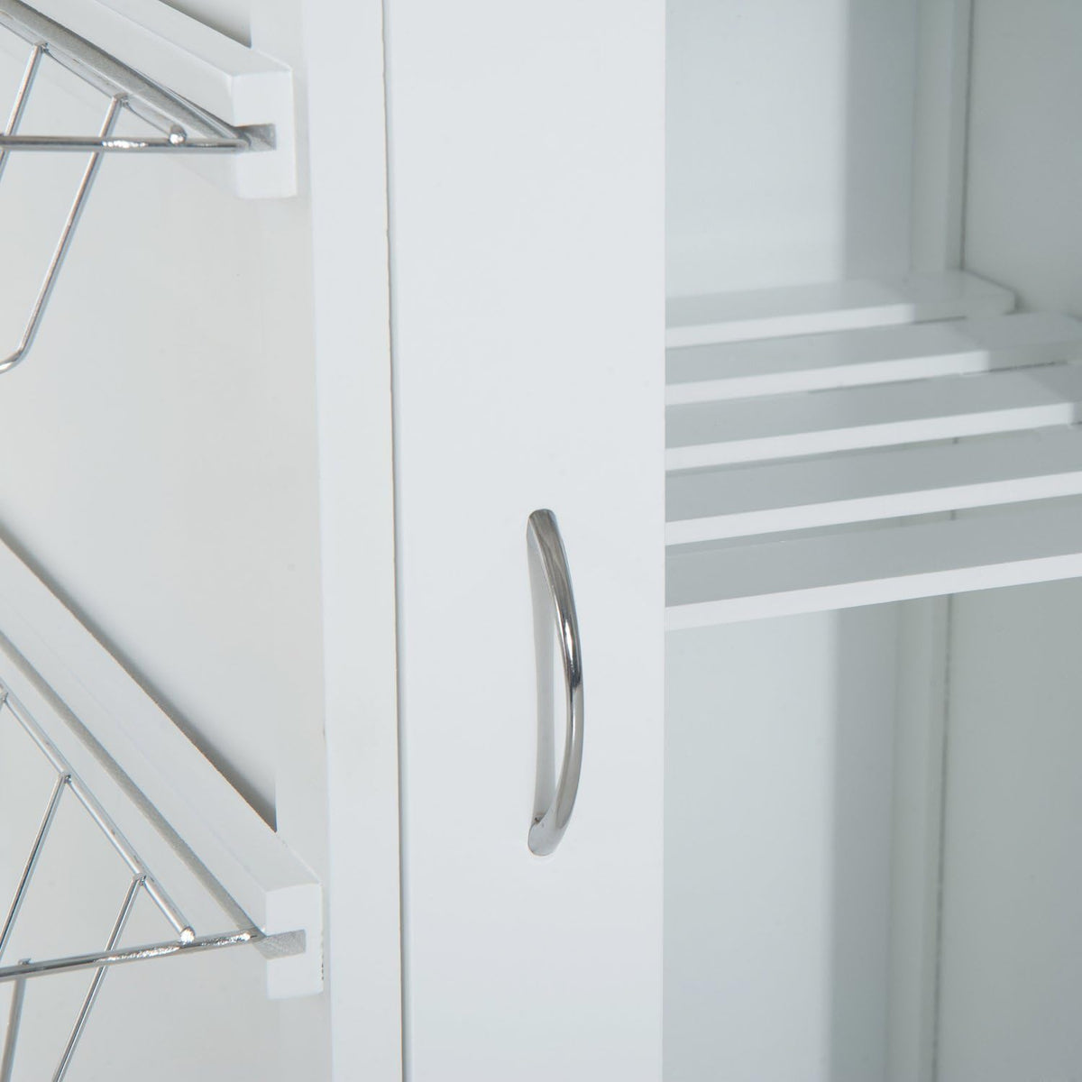 White Rolling Kitchen Trolley with Bamboo Top R6451