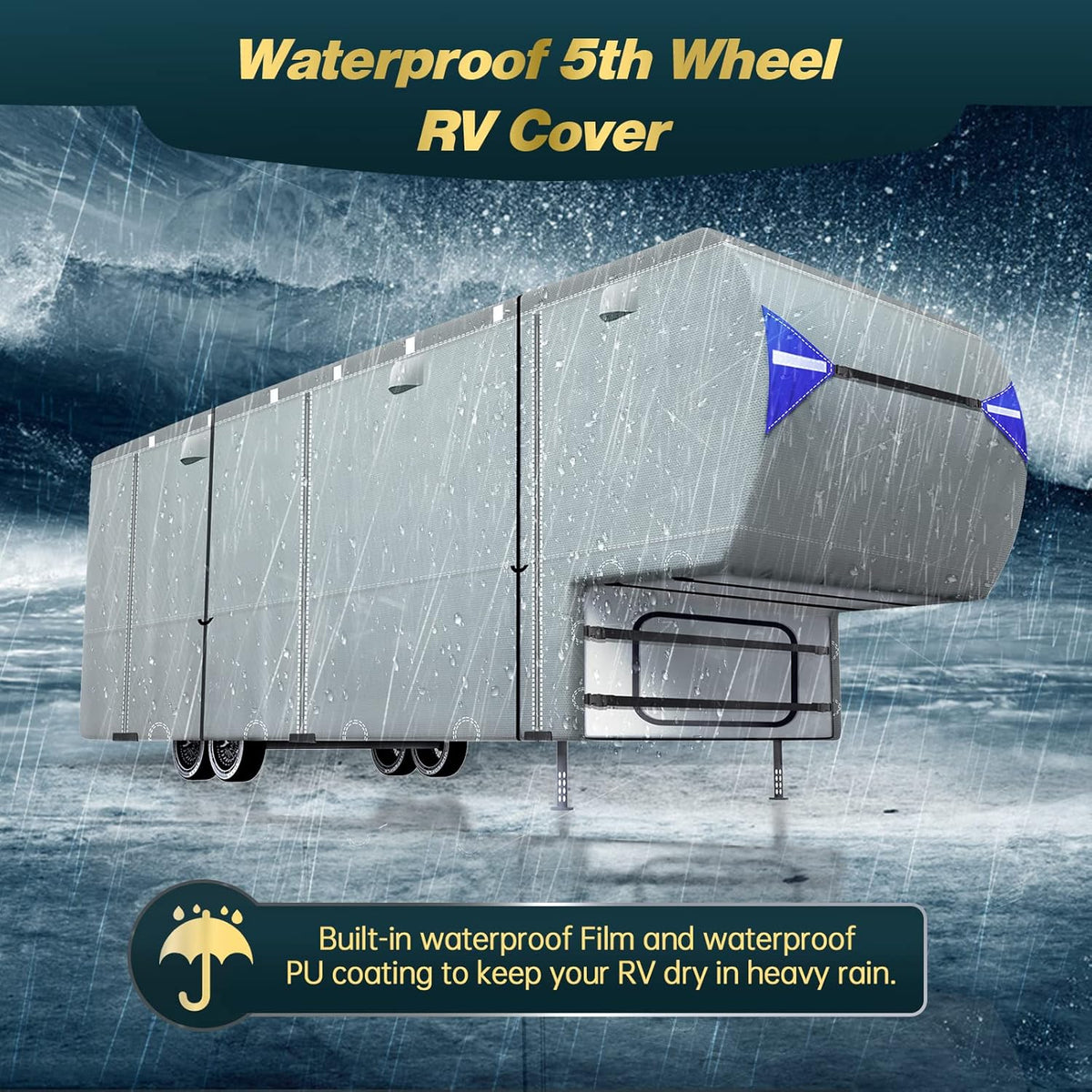 5th Wheel Travel Trailer Cover with 4 Tire Covers & Storage Bag J4075